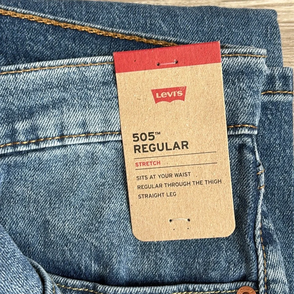 Levi's 505 Regular Men Blue Denim Jeans 34 Waist Stretch Levi Strauss Jean 🆕 $38